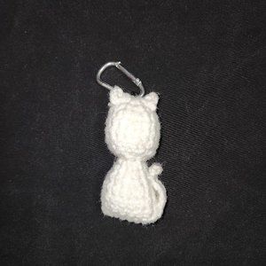 NWT Hand-Crafted Crocheted Ghost Cat Key Chain